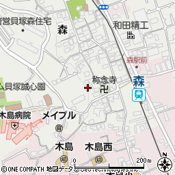 大阪府貝塚市森593周辺の地図