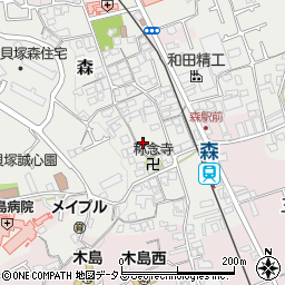 大阪府貝塚市森600周辺の地図