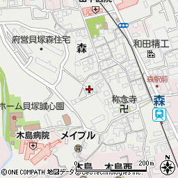 大阪府貝塚市森829周辺の地図