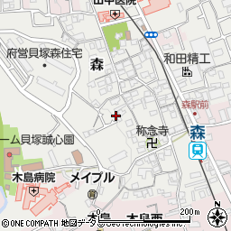 大阪府貝塚市森周辺の地図