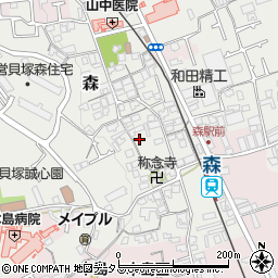 大阪府貝塚市森607周辺の地図