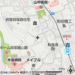 大阪府貝塚市森620周辺の地図