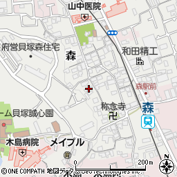 大阪府貝塚市森618周辺の地図