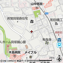 大阪府貝塚市森622周辺の地図