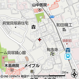 大阪府貝塚市森619周辺の地図