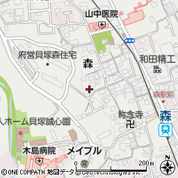 大阪府貝塚市森623周辺の地図