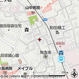 大阪府貝塚市森611周辺の地図