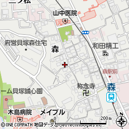 大阪府貝塚市森617周辺の地図