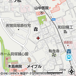 大阪府貝塚市森627周辺の地図