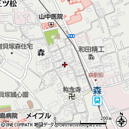 大阪府貝塚市森614周辺の地図