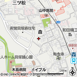 大阪府貝塚市森626周辺の地図