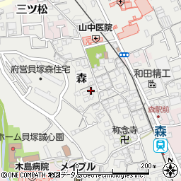 大阪府貝塚市森629周辺の地図