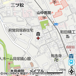 大阪府貝塚市森632周辺の地図