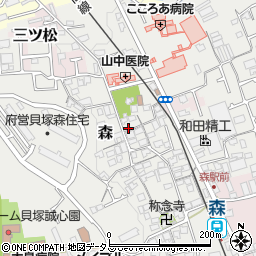 大阪府貝塚市森535周辺の地図
