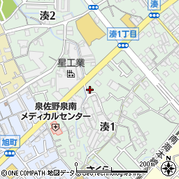 ローソン泉佐野湊一丁目店周辺の地図