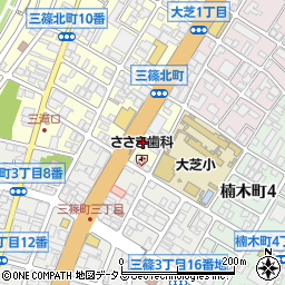 アタック金融品ばか安三篠周辺の地図