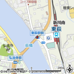 東萩駅前周辺の地図