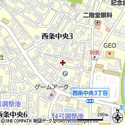 広島県東広島市西条中央3丁目21周辺の地図