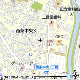 広島県東広島市西条中央3丁目20周辺の地図