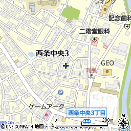 広島県東広島市西条中央3丁目19周辺の地図