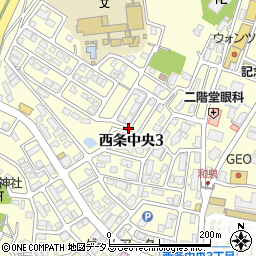 広島県東広島市西条中央3丁目周辺の地図