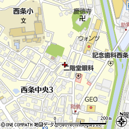 広島県東広島市西条中央3丁目12周辺の地図