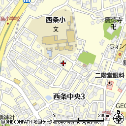 広島県東広島市西条中央3丁目15周辺の地図