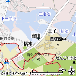 大阪府貝塚市窪田365-1周辺の地図