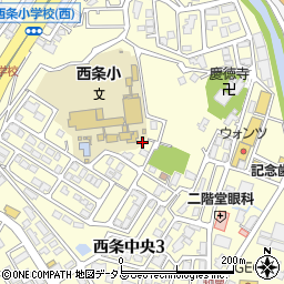 広島県東広島市西条中央3丁目14周辺の地図