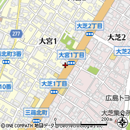 日石三菱三篠給油所周辺の地図