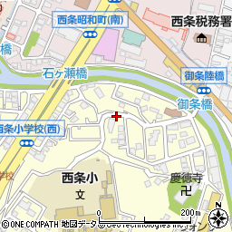 広島県東広島市西条中央2丁目周辺の地図