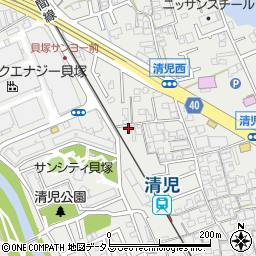 大阪府貝塚市清児650周辺の地図