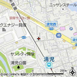 大阪府貝塚市清児642周辺の地図