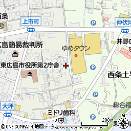 広島県東広島市西条上市町8-10周辺の地図