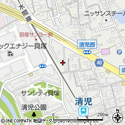 大阪府貝塚市清児646-1周辺の地図