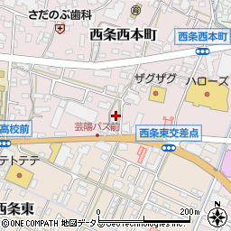 広島県東広島市西条西本町22周辺の地図