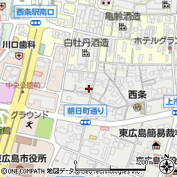 広島県東広島市西条朝日町1-14周辺の地図