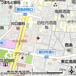 広島県東広島市西条朝日町1-34周辺の地図