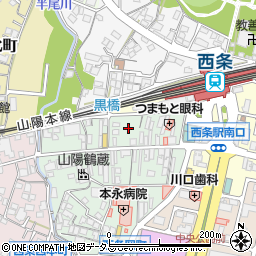 広島県東広島市西条岡町周辺の地図