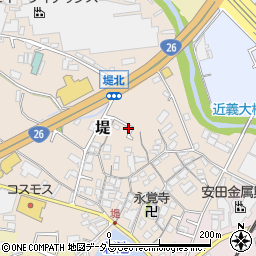 大阪府貝塚市堤周辺の地図