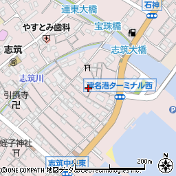 志筑浄水場周辺の地図