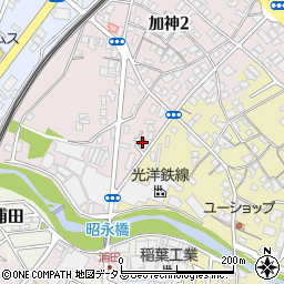 貝塚加神郵便局周辺の地図