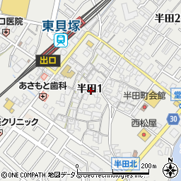 大阪府貝塚市半田1丁目周辺の地図