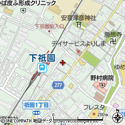 中祇園郵便局周辺の地図