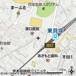 貝塚半田郵便局周辺の地図