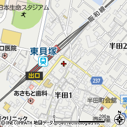 ファミリーマート貝塚半田店周辺の地図