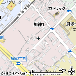 〒597-0071 大阪府貝塚市加神の地図