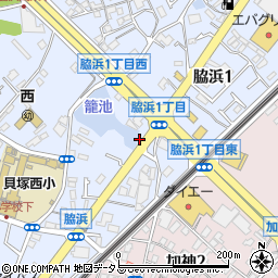 大阪府貝塚市脇浜1丁目周辺の地図