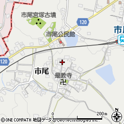 奈良県高市郡高取町市尾周辺の地図