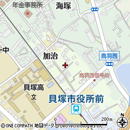 〒597-0074 大阪府貝塚市加治の地図